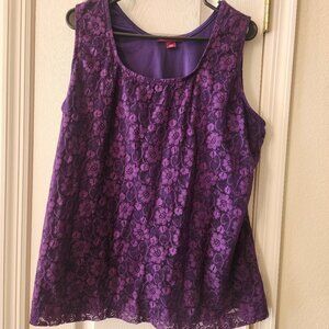 Jessica London Purple sleeveless lace tank size 18/20